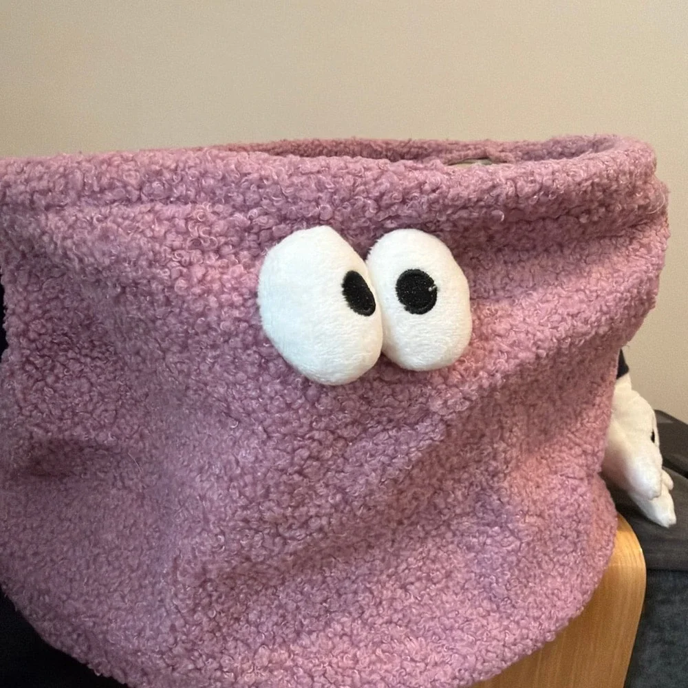 Pink Fuzzy Monster Storage‎ Box with 3D Eyes and Arms #dorm